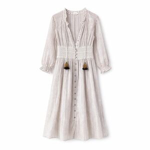 Shoshanna Tan Gold Bishop Sleeve Swim Coverup Size L